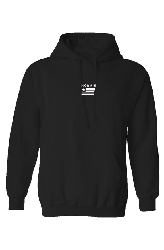 Classic black hoodie with Normie logo centered on chest
